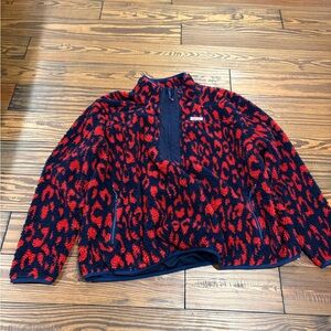 Womens Vineyard Vines Navy and Red The Shep 1/3 Zip Fleece 3X
